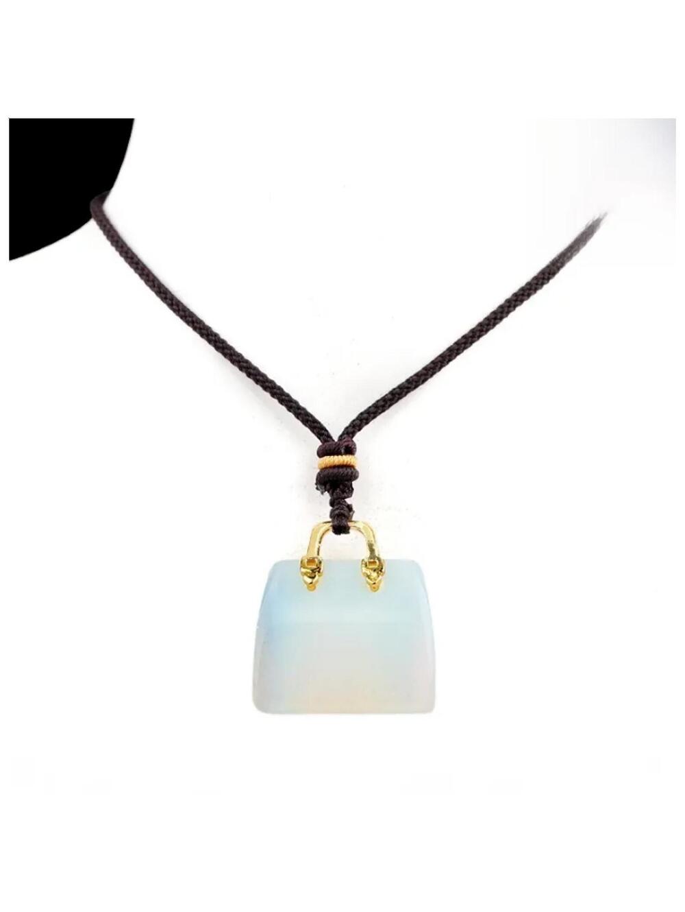 Artificial opal purse Necklace - Gold - 20"